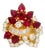 Ruby Diamond 18k Yellow Gold Cluster Cocktail Ring, Size 8 For Sale