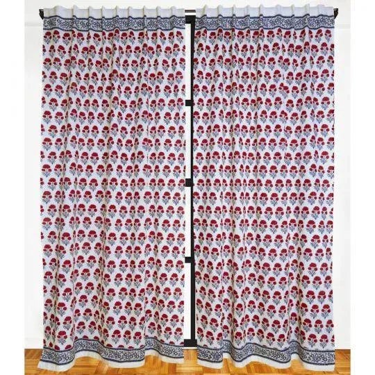 Hana 45" X 96" Red & Teal Curtain For Sale - Image 4 of 4