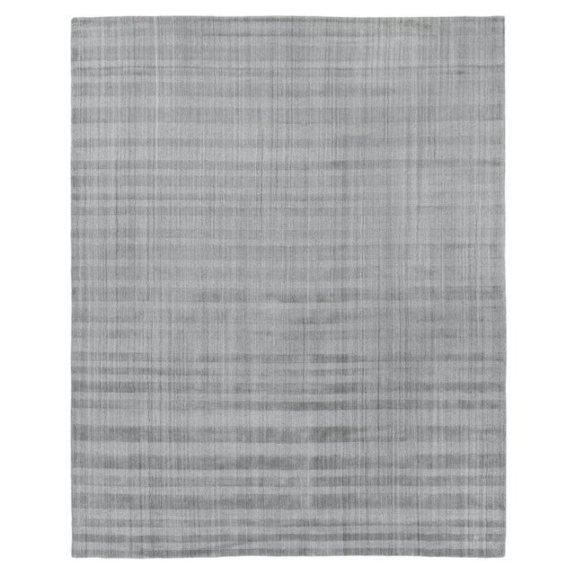 Iscar Hand loom Wool/Viscose Gray Rug-10'x14" For Sale