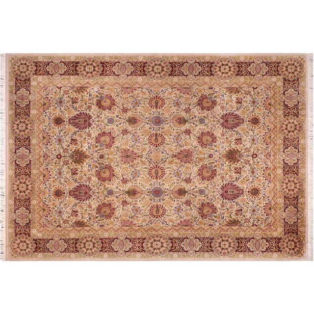 Tan 1990's Floral Pak-Persian Tan/Drk. Red Wool Rug - 10'1'' X 14'3'' For Sale - Image 8 of 9