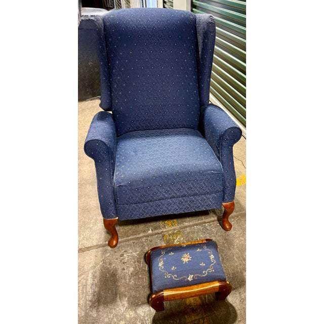1980s Fireside Wingback Queen Anne Recliner For Sale - Image 11 of 11