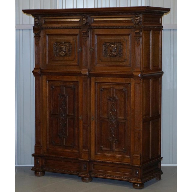 Dutch Ornately Hand Carved Cupboard, 1940s For Sale - Image 3 of 18