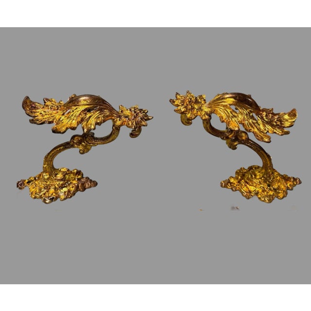 Metal Set of 4 Ornate Antique Victorian Gilt Cast Metal Curtain Tiebacks For Sale - Image 7 of 10