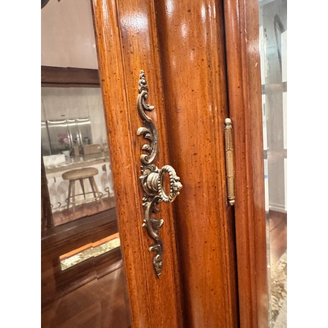 Wood Coastal Vintage Display Cabinet / Hutch With Lighting For Sale - Image 7 of 8