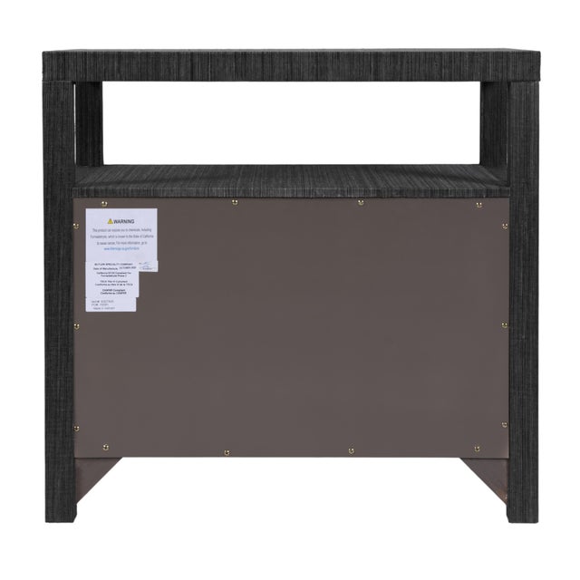 Nora 28 in. W Raffia 2 Drawer Nightstand with Top Open Shelf, Charcoal Raffia For Sale - Image 9 of 11