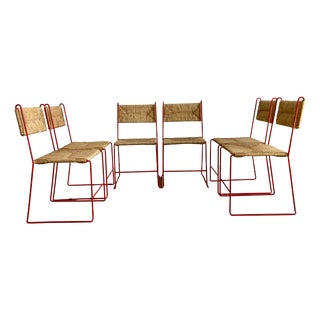Chairs with Natural Straw Seats from Pirela Atelier, 1970s, Set of 6 For Sale