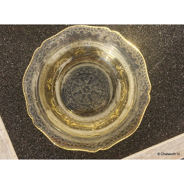 Amber 5 Art-Deco Federal Glass Co 1930s Depression Era Amber Spoke Patrician Bowls For Sale - Image 8 of 9