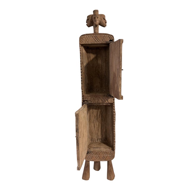 Vintage Unique Dogon Hand Carved Wooden Box Mali 26" H For Sale - Image 4 of 6
