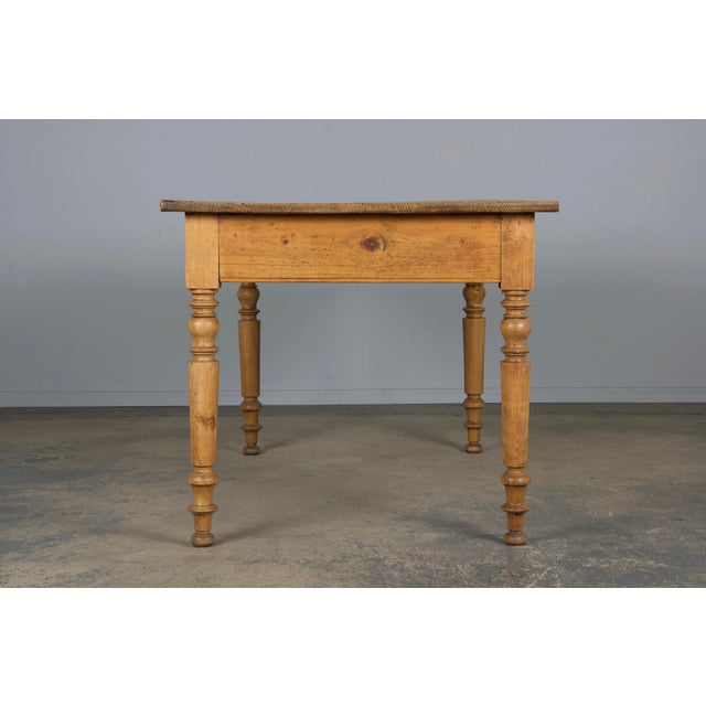 Antique Country French Provincial Pine Farmhouse Table For Sale - Image 9 of 12
