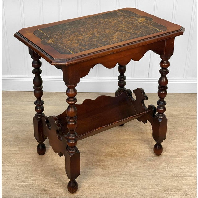 English Antique Colonial Bird's Eye Maple Turned Occasional Table For Sale - Image 3 of 11