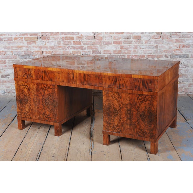 Czech Art Deco Writing Desk in Mahogany, Walnut, Brass and Beech, 1920s For Sale - Image 10 of 18