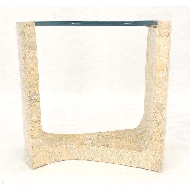 Kidney Organic Shape Thick Glass Top Tessellated Base Side End Lamp Table Stand For Sale - Image 9 of 14