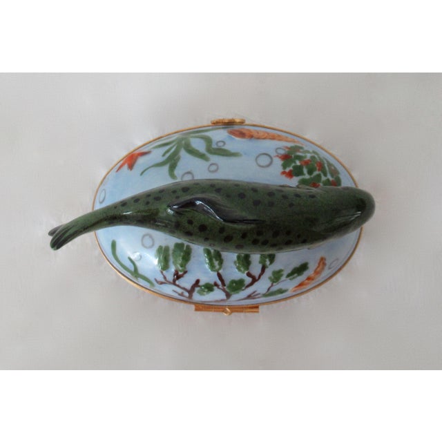 Limoges, France Hand-Painted Lidded "Trout Fish," Decorative Trinket Box For Sale - Image 12 of 13