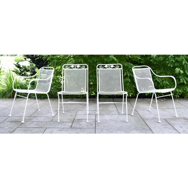 Vintage Russell Woodard Sculptura Mid 20th Century Wrought Iron Patio set of four chairs with new powder-coat finish in...