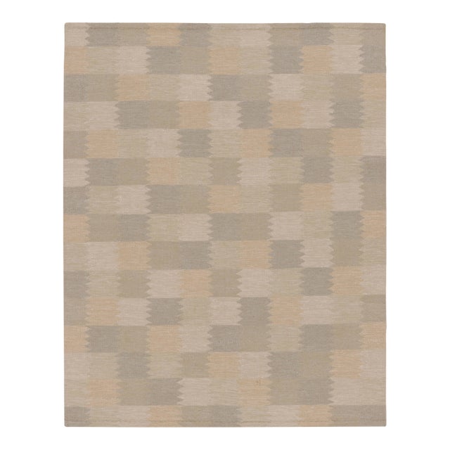 Contemporary Scandinavian Style Tonal Blocks Flatweave Wool Rug by Rug & Kilim, India For Sale