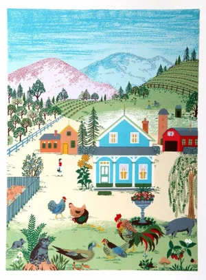 Jack Hofflander, "Barnyard II," Serigraph
