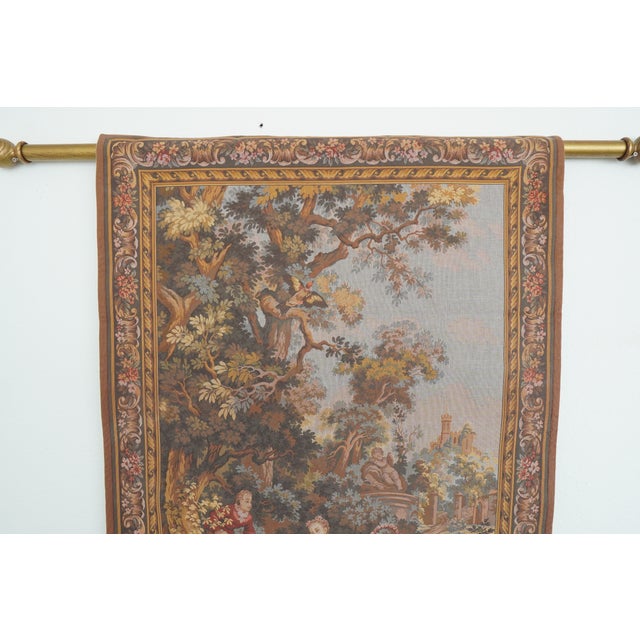 Vintage Les Tapisseries D’Halluin “L’Indiscrétion” & “L’Escarpolette” French Tapestries (Set of 2) For Sale In Austin - Image 6 of 14