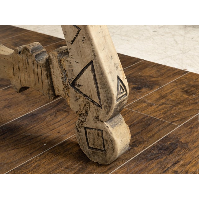 Baroque Italian 19th Century Bleached Oak Farm Table with Baroque Style Carved Base For Sale - Image 3 of 12