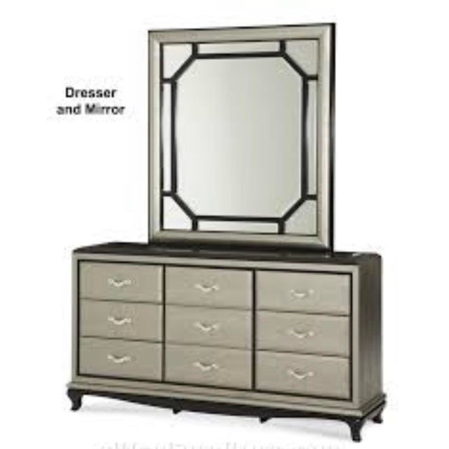 Platinum Michael Amini After Eight Bedroom Collection- 2 Nightstands, Dresser, Armoire, Mirror, Media Cabinet For Sale - Image 8 of 12