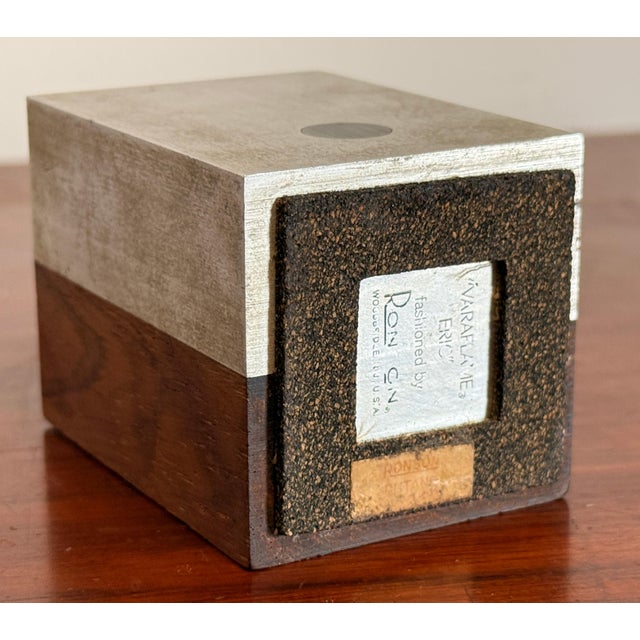 Vintage Mid Century Modern Rosewood & Brushed Aluminum Table Lighter For Sale - Image 9 of 9