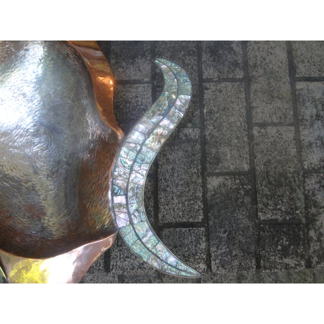Los Castillo Mexican Modernist Mixed Metal and Abalone Fish Bowl, Circa. 1960 For Sale - Image 4 of 11