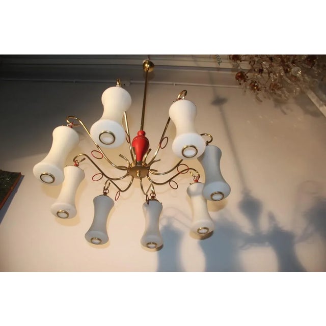 Mid-Century Italian Brass and Glass Chandelier, 1950s For Sale - Image 11 of 18