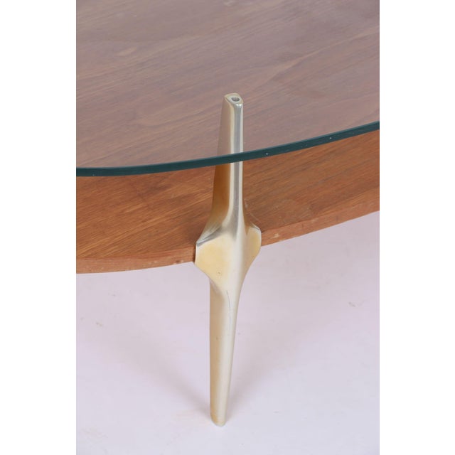 Italian Coffee Table in Metal with Oak and Glass, 1970s For Sale - Image 4 of 8