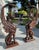 Wood 19th Century Rare Monumental Pair of Hand-Carved Griffin Pedestal Stands in Dark Wood For Sale - Image 7 of 12