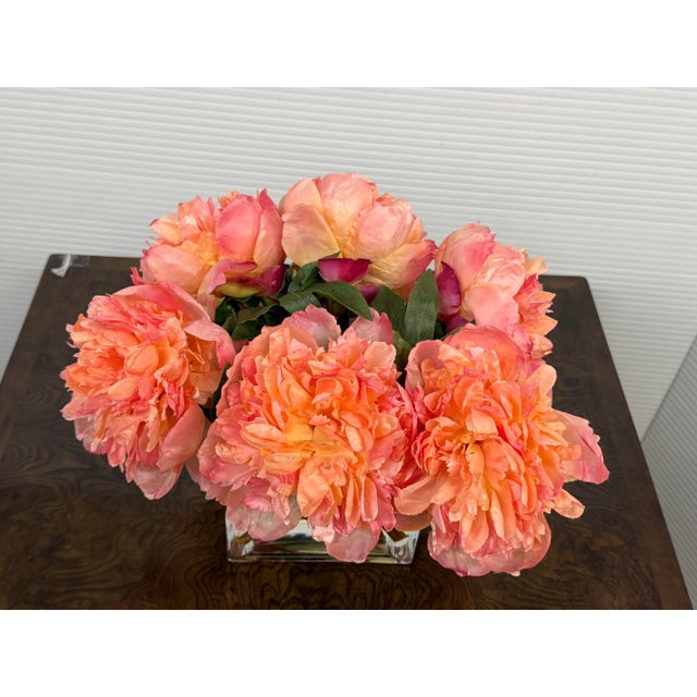 Windward Home Luxury Faux Peonies in a Block Vase For Sale - Image 11 of 12