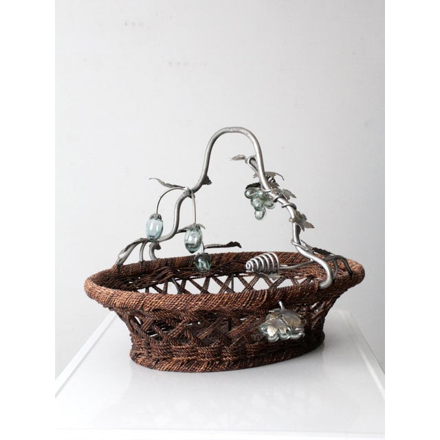 Vintage Large Grapevine Basket With Metal Handle For Sale - Image 13 of 18