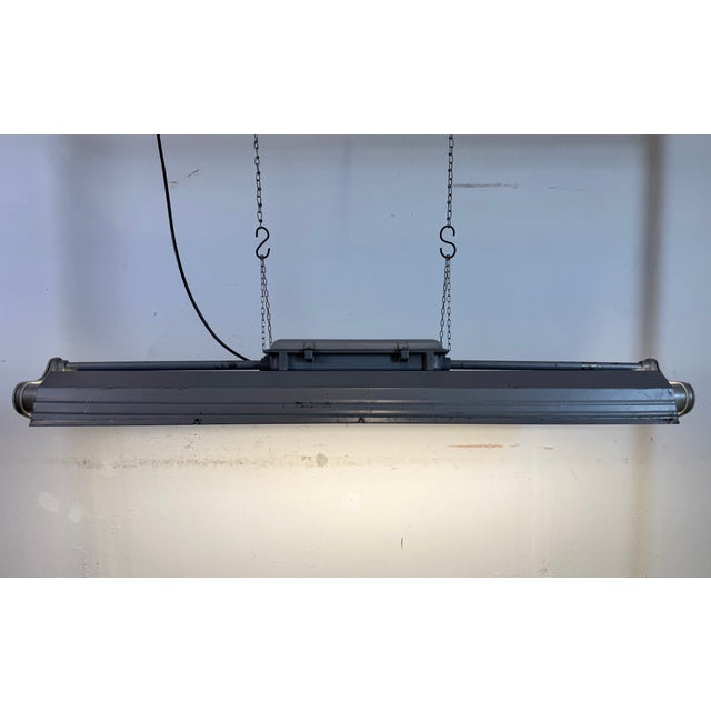 Grey Industrial Hanging Tube Light from Polam Gdansk, 1970s For Sale - Image 12 of 18