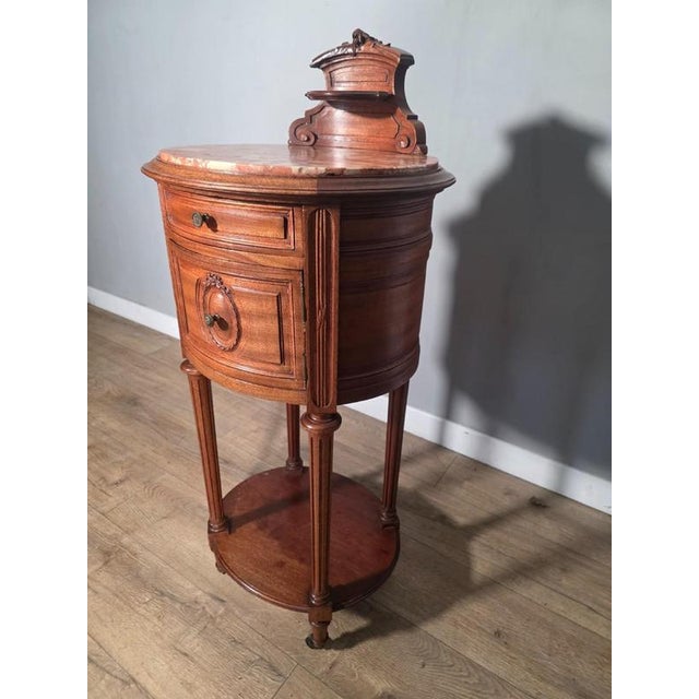 Antique French Mahogany Bedside Cabinet with Marble Top, 1910 For Sale - Image 5 of 9