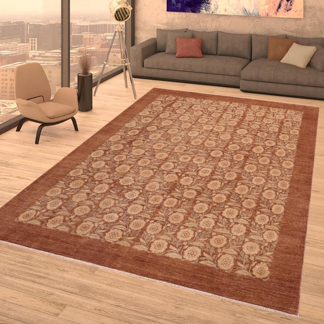 "Enhance the ambiance of your home with this magnificent Persian-influenced Turkish hand-knotted rug made by skilled...