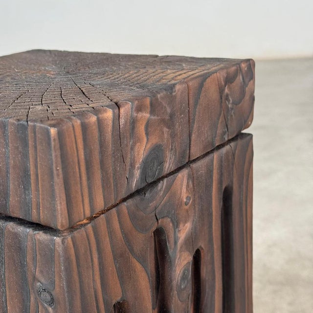 Yakisugi Charred Cedar Side Table or Stool For Sale - Image 6 of 9