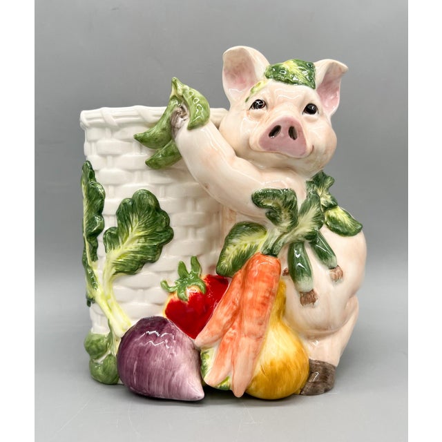 Fitz and Floyd “Percy the Pig” Ceramic Utensil Holder – Early 2000s Whimsical Kitchen Decor For Sale - Image 11 of 11