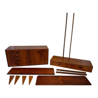1960s Mid Century Hansen & Guldborg Danish Rosewood Floating Wall Mounted Cabinets and Shelves - 12 Pieces For Sale