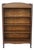 Antique Mission Quarter Sawn Tiger Oak Narrow Open Bookcase With Birdseye Maple Back, c.1900 For Sale