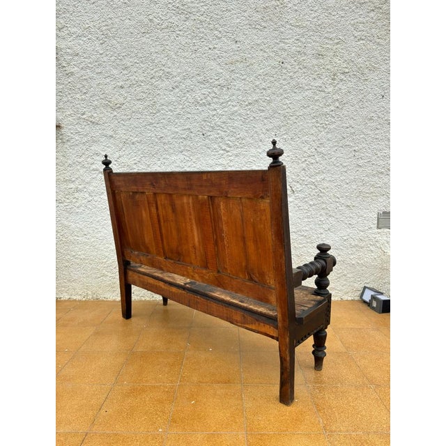 Spanish Carved Wooden Bench, 1930 For Sale - Image 9 of 10