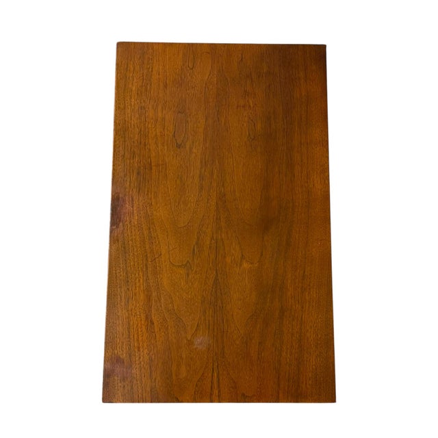 Vintage Mid-Century Modern Walnut-Toned Accent Table With Two Dovetail Drawers For Sale - Image 10 of 10