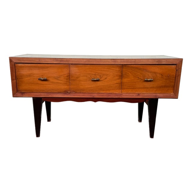 Vintage Italian Console Table in Walnut Burl, 1950s For Sale
