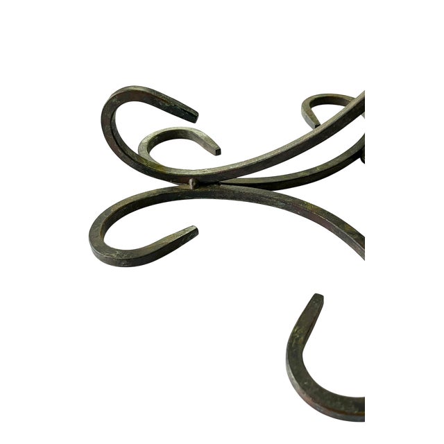 Metal Pair of Antique French Hand-Forged Wrought Iron Wall Shelves Brackets With Scalloped Lattice For Sale - Image 7 of 10