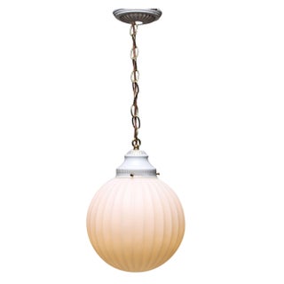 1970s Virden Opaque White Globe Pendant Light For Sale