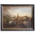 Oil on canvas painting within a black lacquered and gilded wooden frame, depicting a "Latin Landscape with Wayfarers and...