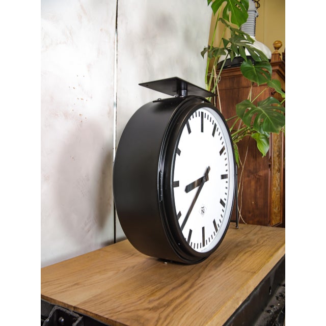 Large Double Sided TN Light Up Station Clock from Telenorma, 1950s For Sale - Image 6 of 16