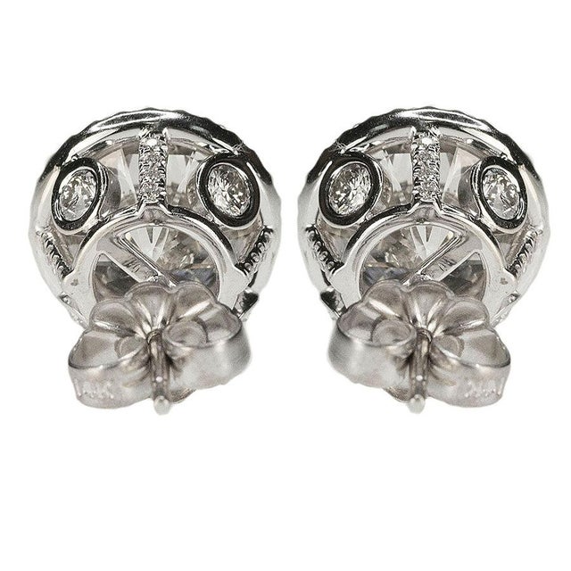 Contemporary Late 20th Century Pair of Platinum Diamond Studs For Sale - Image 3 of 3
