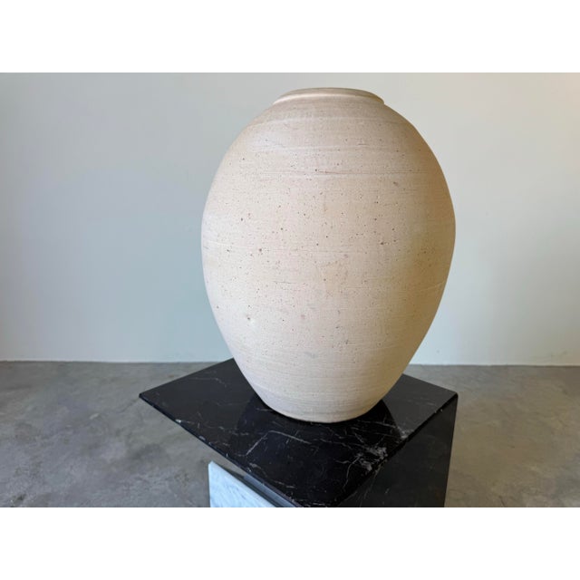 1980's Vintage Organic Art Pottery Vase, Signed For Sale - Image 4 of 11