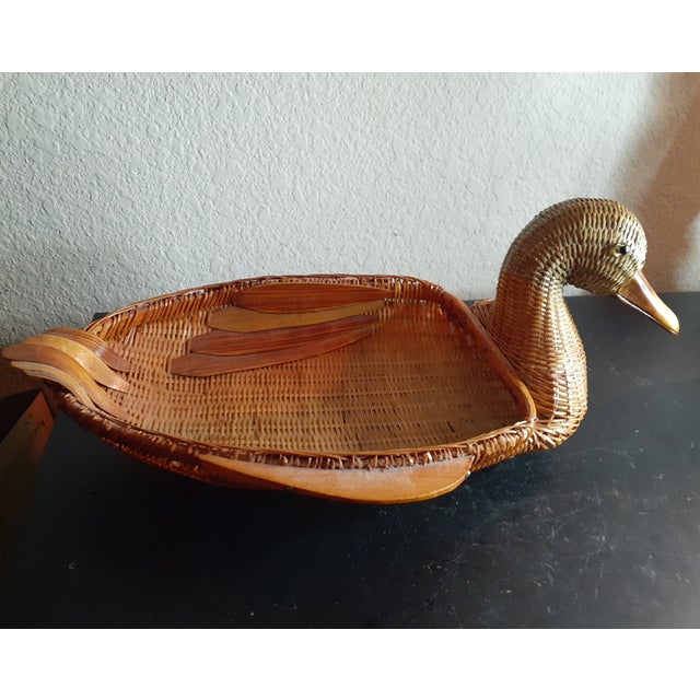 Vintage Handmade Rattan Duck Basket For Sale - Image 10 of 10