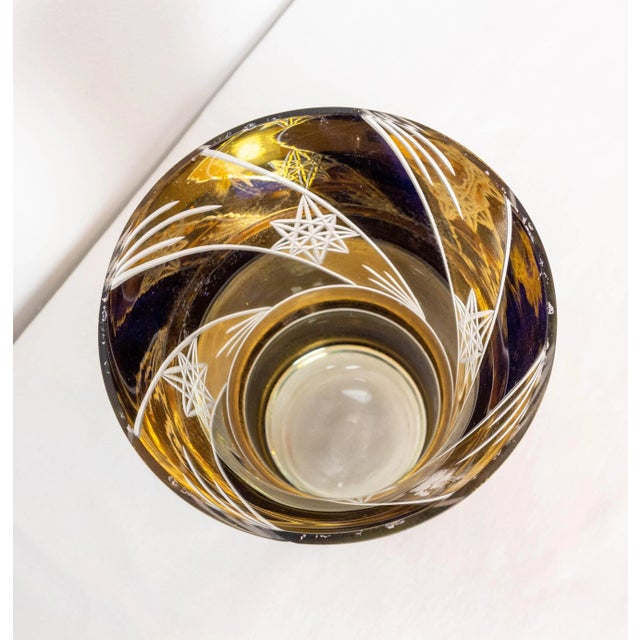 Glass French Bronze and Golden Glass Vase, 1960s For Sale - Image 7 of 8