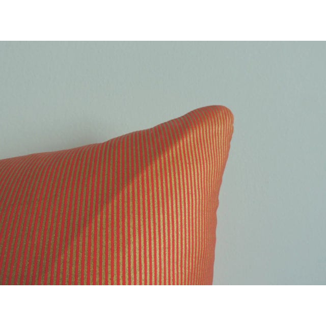 1930s Orange & Yellow Woven Embroidery Square Decorative Pillow For Sale - Image 5 of 7
