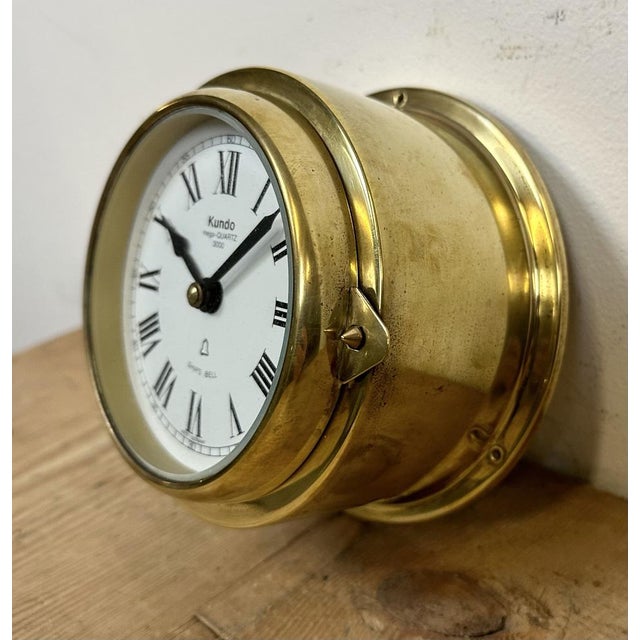 Vintage German Brass Ships Clock from Kundo, 1970s For Sale - Image 3 of 16